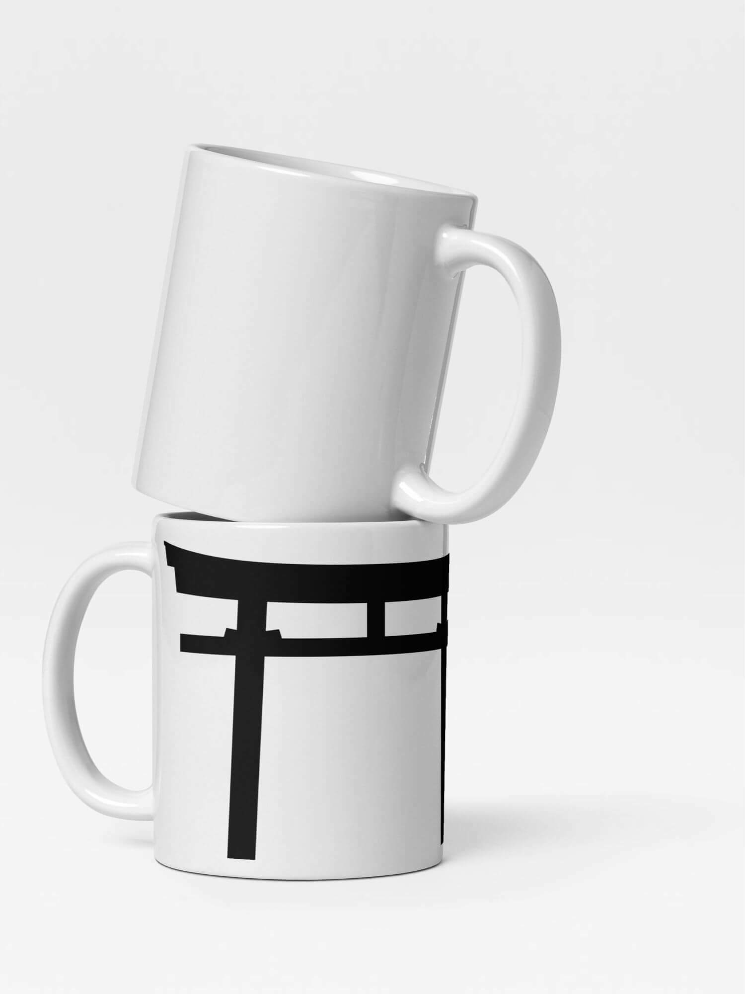 Glossy Tori Gate Mug    Japanese country religious structure design drinks cup coffee, tea, juice, milk drinking cups miteigi-Logo branded product item tumblers ceramics cartoon pattern in white with black ink design collections Japan nippon JPN Nihon cities gates souvenirs collectors mugs