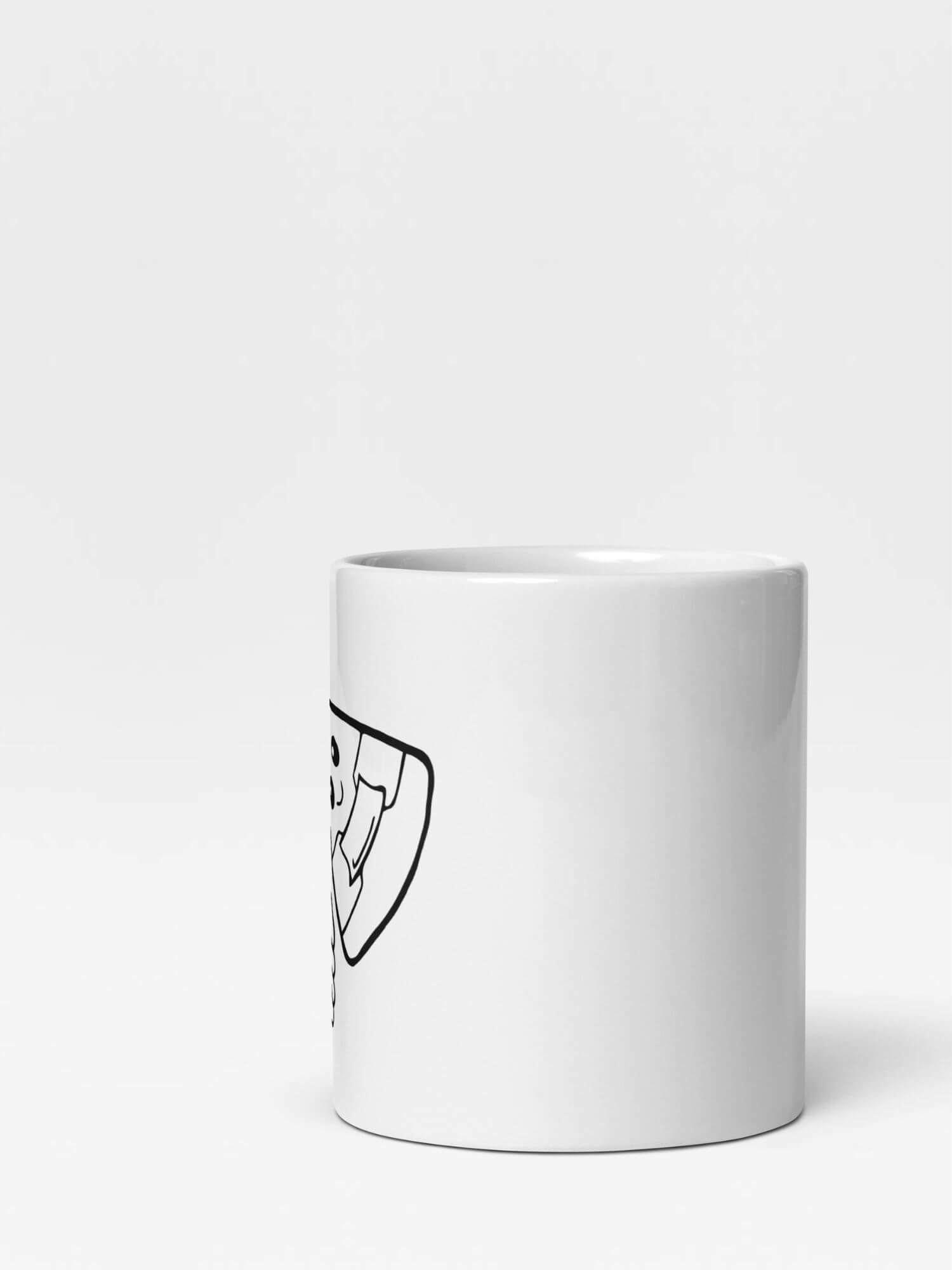 Glossy Sushi Mug   Japanese Asian food design drinks cup coffee, tea, juice, milk drinking cups miteigi-Logo branded product item tumblers ceramics cartoon pattern in white with black design collections Japan nippon JPN Nihon fish seafood chefs restaurants souvenirs collectors mugs