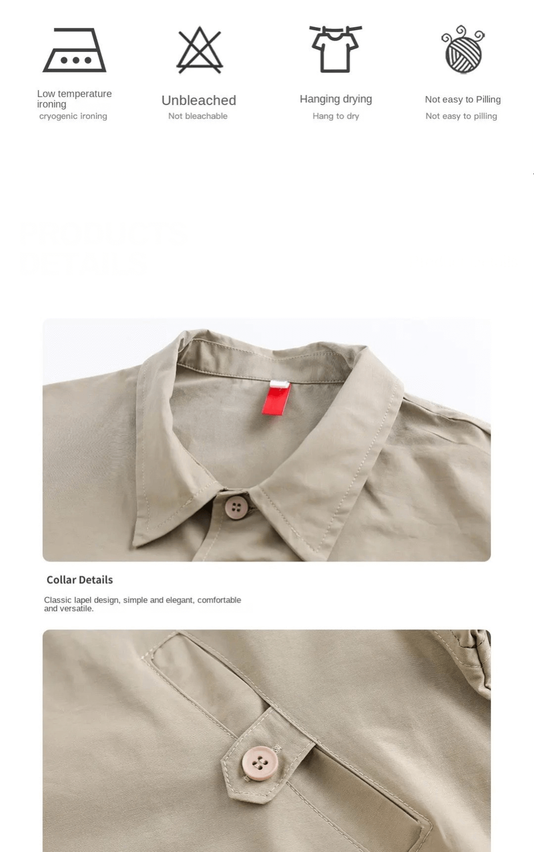 Khaki Cotton Shirt  Men’s Summer Retro Short Sleeve Mens Fashion Loose Button Up Top Streetwear Boys Coat Plus Size Xxl Shirts for Man in light tan brown