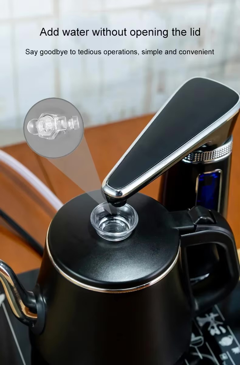 Kettle Electric Fully Automatic Kettle Teapot 1L Stainless Steel Safety Auto-off Kettle Water Dispenser Pumping Stove Set 1L in golden, silver and black color