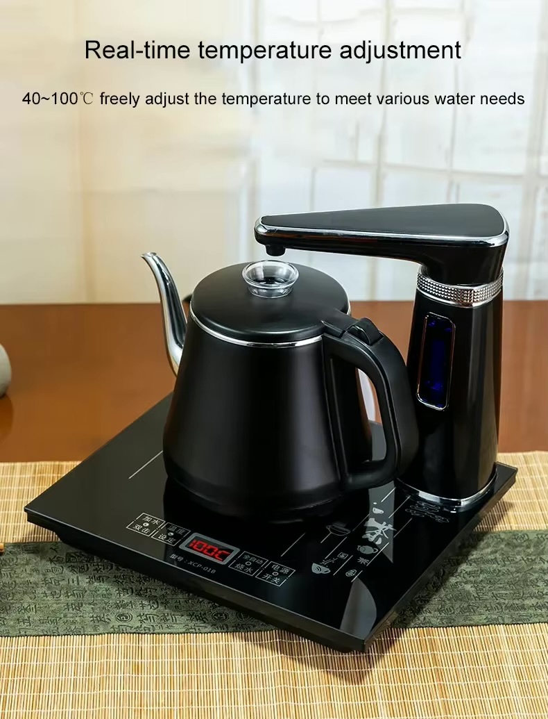 Kettle Electric Fully Automatic Kettle Teapot 1L Stainless Steel Safety Auto-off Kettle Water Dispenser Pumping Stove Set 1L in golden, silver and black color