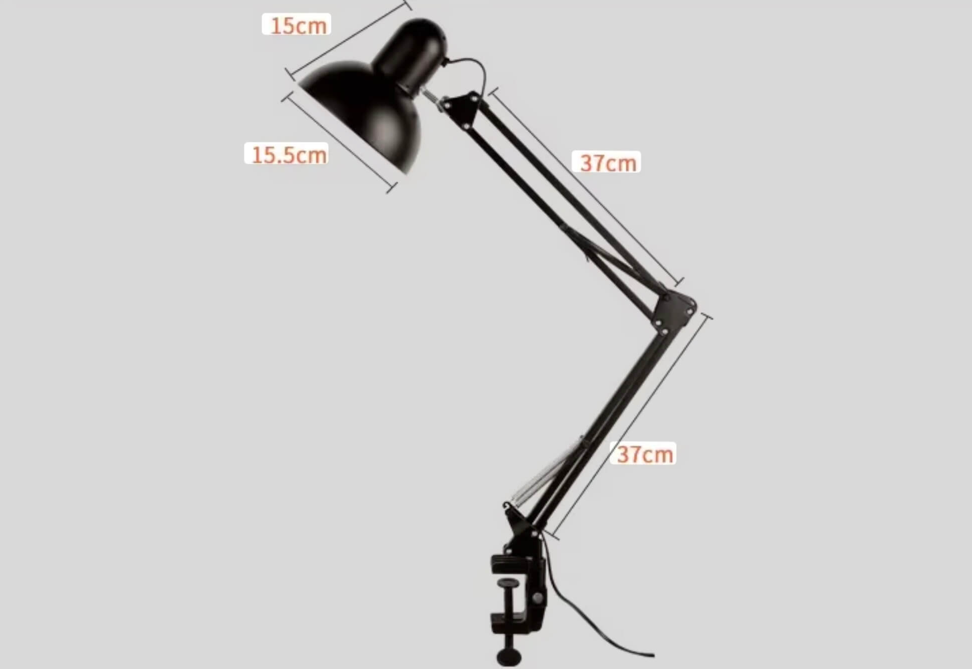 Office Home Retro foldable desk lamp clip on light, Telescopic eye protection Bedroom Computer Table Lamps Home Decor for E27 Bulb in black