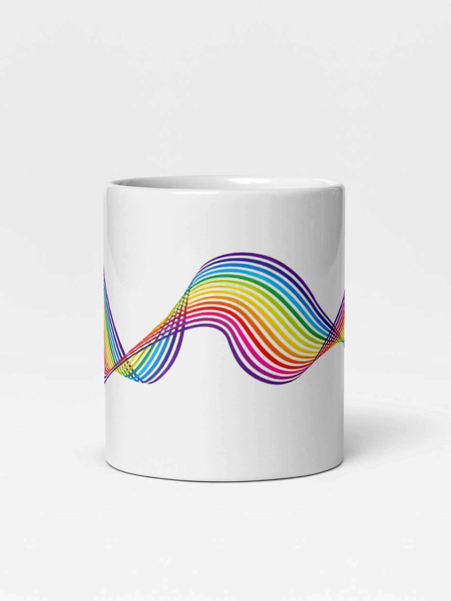 Glossy Spectrum Rainbow Mug      Cartoon pride character drinks cup coffee, tea, juice, milk drinking cups miteigi branded product item tumblers ceramics in white with multicolor pattern Ceramic Anime Gifts rainbows lgbtqia wave pride mugs