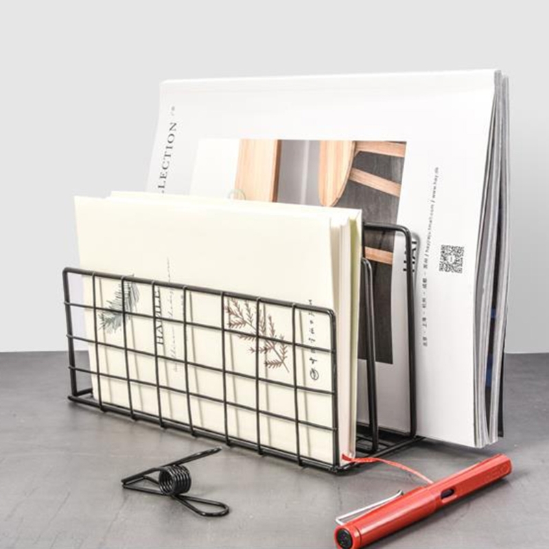 Desktop Organizer Rack  Small file holders Mail letter containers Entranceway Wrought Iron collection storage for documents, filing, folders paper Foyer entryway Study room desk organizers in black