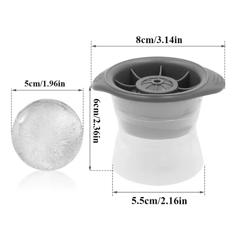 Sphere Ice Cube Maker 5cm    DIY ice cream ball round ice-molds makers Home and Bar Party Kitchen whiskey cocktail form cooler champagne drinkware accessories in Gray grey