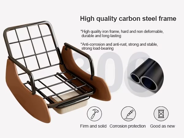 Office home Upholstered Glider Rocking Chair with High Backrest, Adjustable Footrest & Side Pockets for Indoor Study-, Living-, Room in beige cream