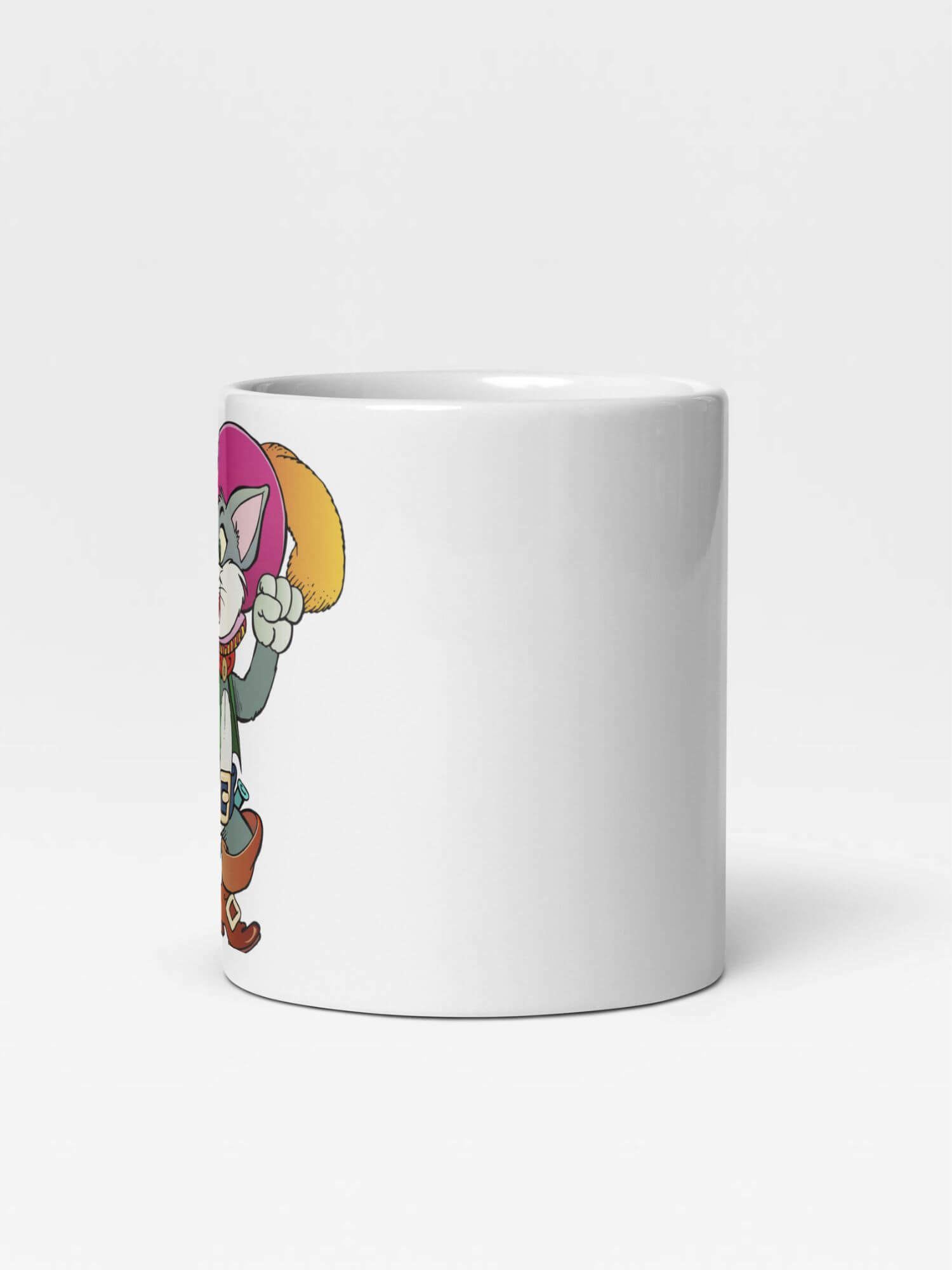 Glossy Cat-Musketeer Mug      Cartoon France country cats animal character drinks cup coffee, tea, juice, milk drinking cups miteigi branded product item tumblers ceramics in white with pink multicolor pattern Ceramic Anime Gifts boys French swashbuckling musketeer mugs
