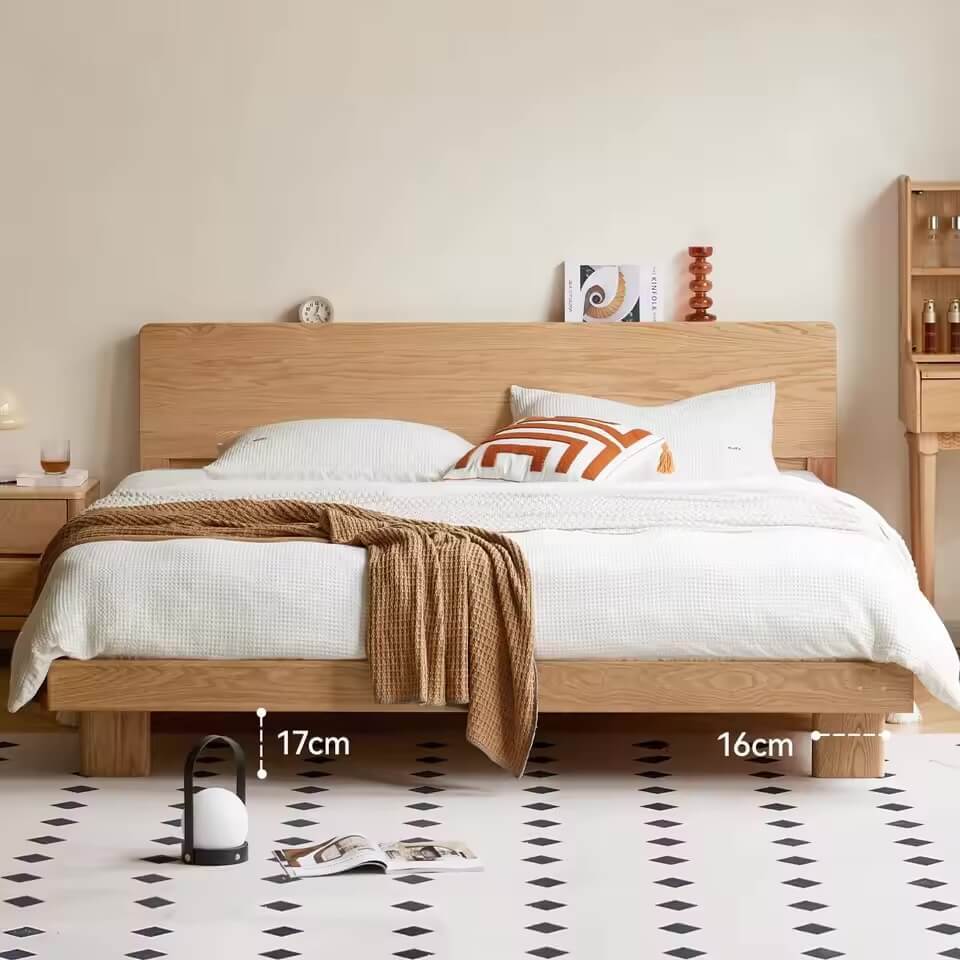 Modern Oak Wood King Bed Nordic Norway Scandinavia Scandinavian Norwegian style fashion Style Night Light Original Factory Oak Wood King Bed With Storage For Bedrooms