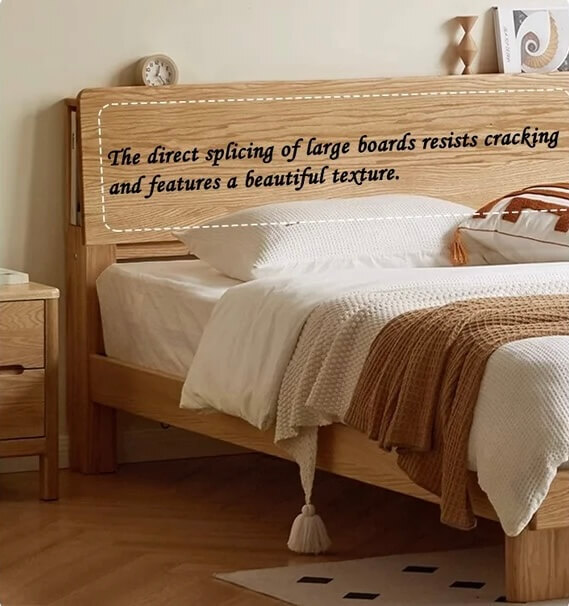 Modern Oak Wood King Bed Nordic Norway Scandinavia Scandinavian Norwegian style fashion Style Night Light Original Factory Oak Wood King Bed With Storage For Bedrooms