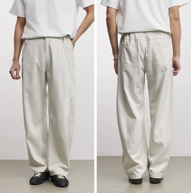 Men&rsquo;s man mens petite-, tall-, plus-, size Cotton blend Casual Spring summer and Autumn Fall simple and versatile slim elasticated waist mid rise wide leg denim Jeans Pants in Apricot white
