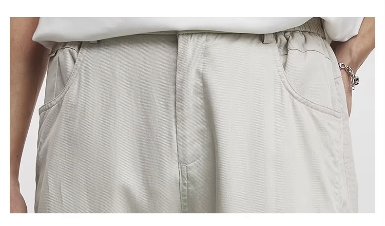 Men&rsquo;s man mens petite-, tall-, plus-, size Cotton blend Casual Spring summer and Autumn Fall simple and versatile slim elasticated waist mid rise wide leg denim Jeans Pants in Apricot white