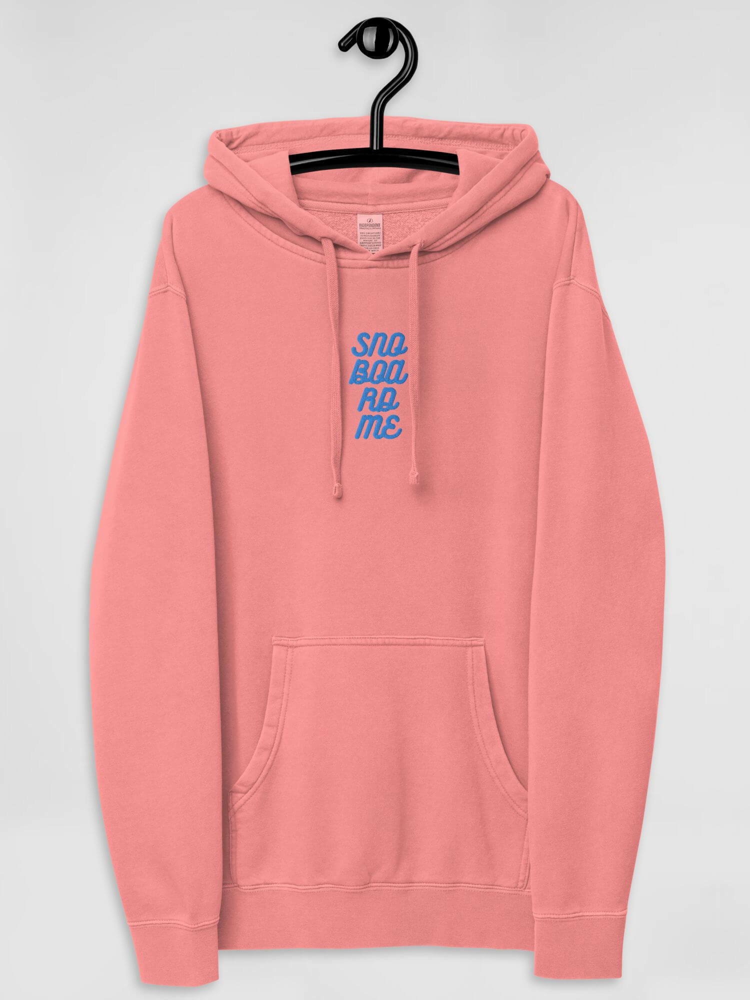 Pigment-Dyed Sweatshirt     Unisex Anywear Men’s Women’s long sleeves hooded kanga pouch sweatshirts for tall plus size man woman in pink with light blue letter pattern MiteigiYūki fitness gym running sports mens womens sportswear