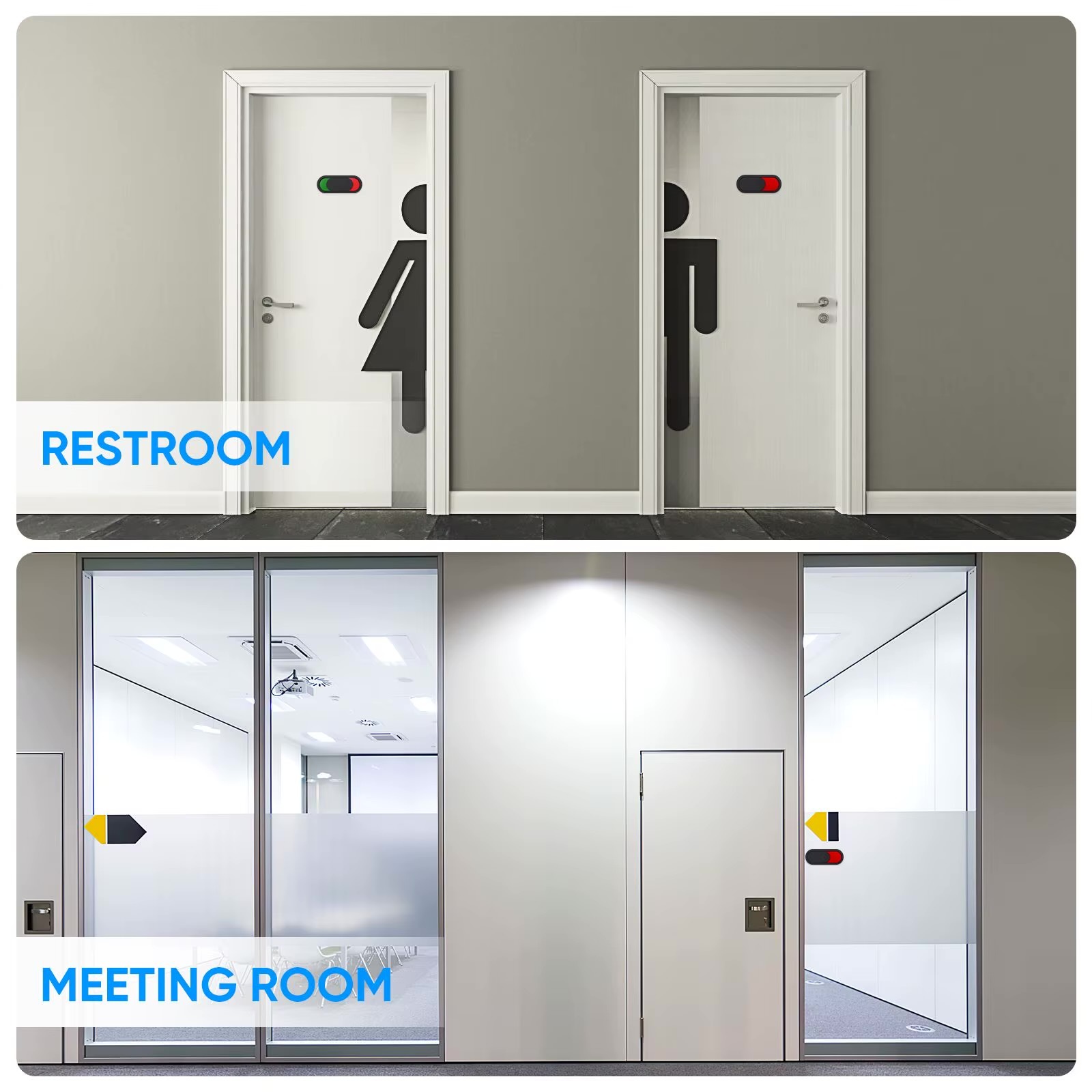 Sliding Door Status Switch Sign Red Green Indicator Office Conference Room Number Privacy Signboard Signs in black with green and red