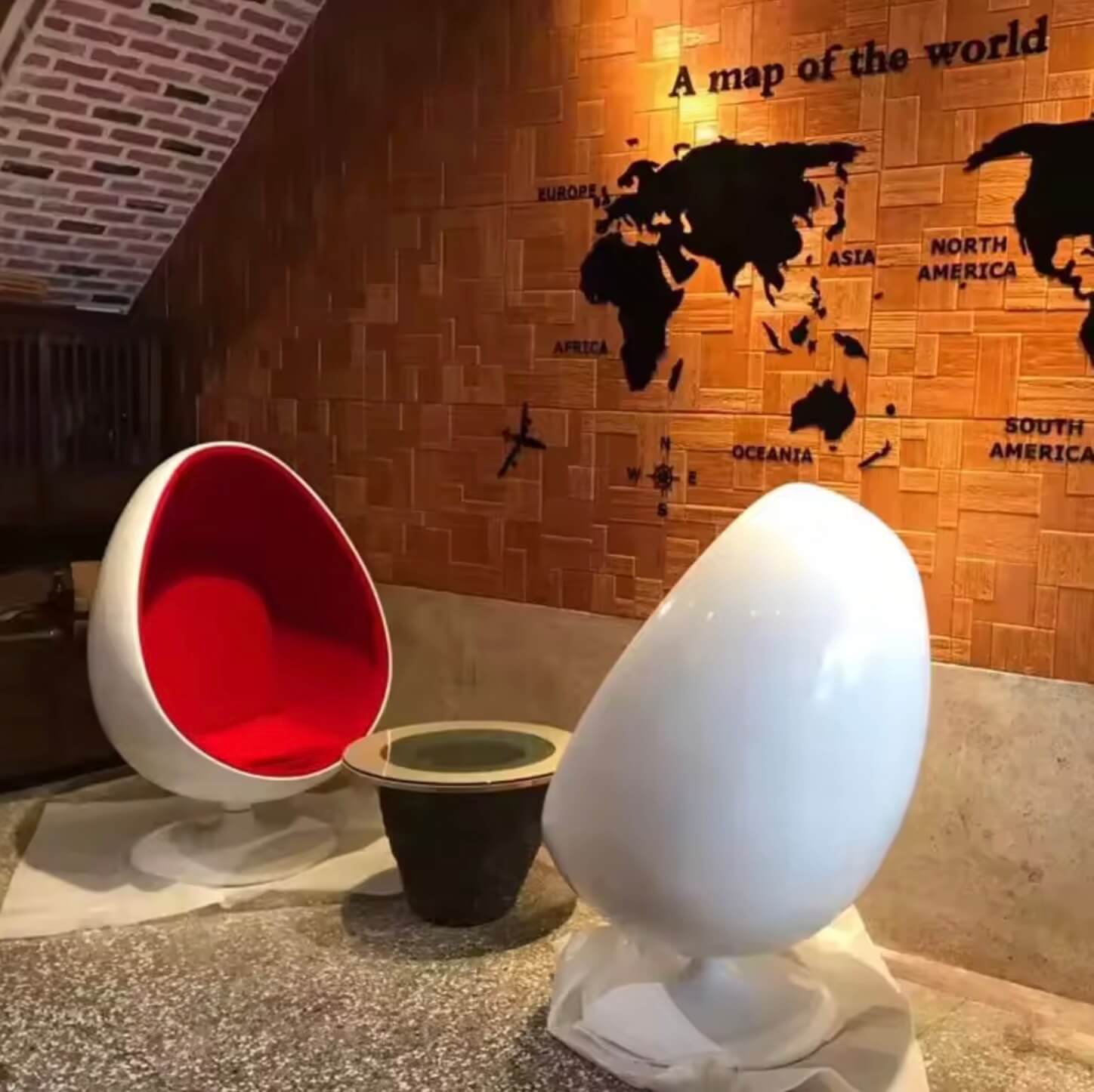Office Home JC Norway Scandinavia Scandinavian Norwegian Nordic style fashion Study-, Living-, Room Single FRP Shopping Mall Personality Pointed Ball Round Leisure Creative Egg Chair Armchair Chairs furniture in red with white
