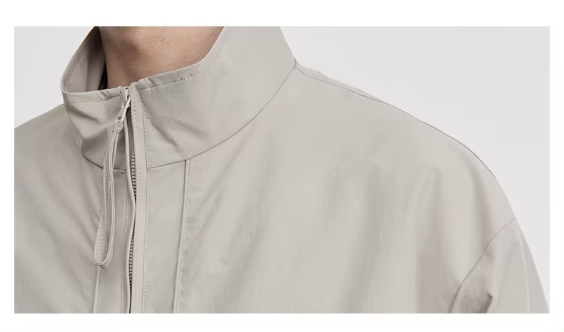 Men&rsquo;s man mens petite-, tall-, plus-, size American Trendy Brand Double Pocket Stand Collar Cargo Jacket 2026 New Style Spring Summer Autumn Fall Sports Windbreaker Outerwear Sportswear outdoor camping Outwear in apricot white