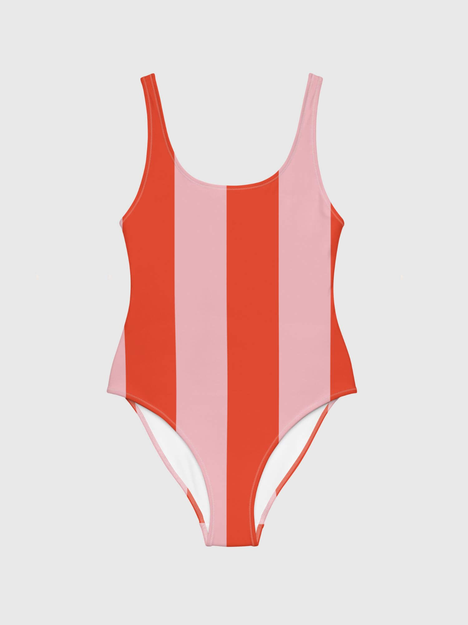 Scoopneck Deck Swimsuit        Women’s sports summer monokini for woman in dusk-, pink and orange-red front and back striped pattern womens stripes monokini sportswear grunge y2k Alternative indie beachwear vacation holiday getaway petite-, tall-, plus- size swimwear