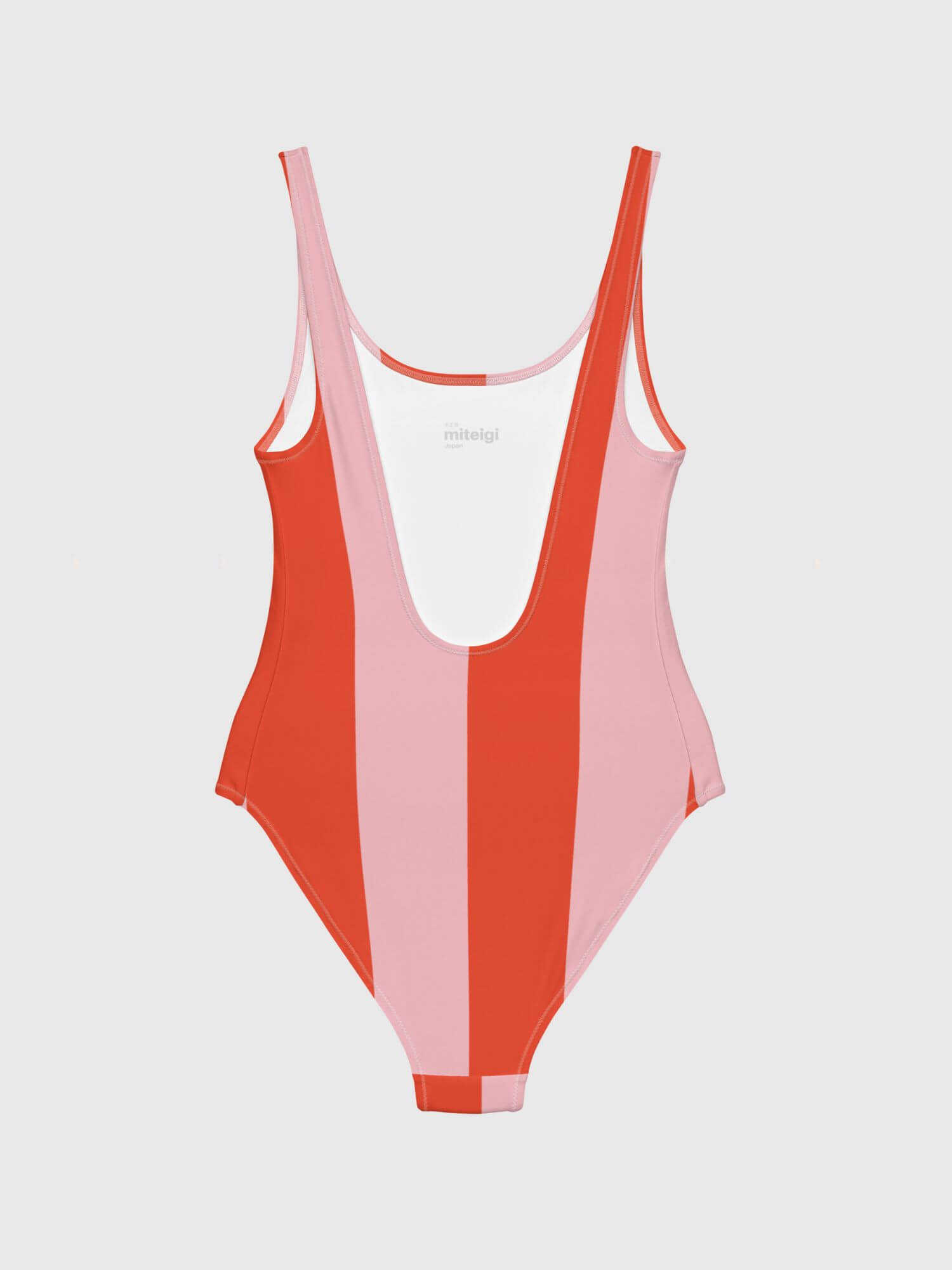 Scoopneck Deck Swimsuit        Women’s sports summer monokini for woman in dusk-, pink and orange-red front and back striped pattern womens stripes monokini sportswear grunge y2k Alternative indie beachwear vacation holiday getaway petite-, tall-, plus- size swimwear