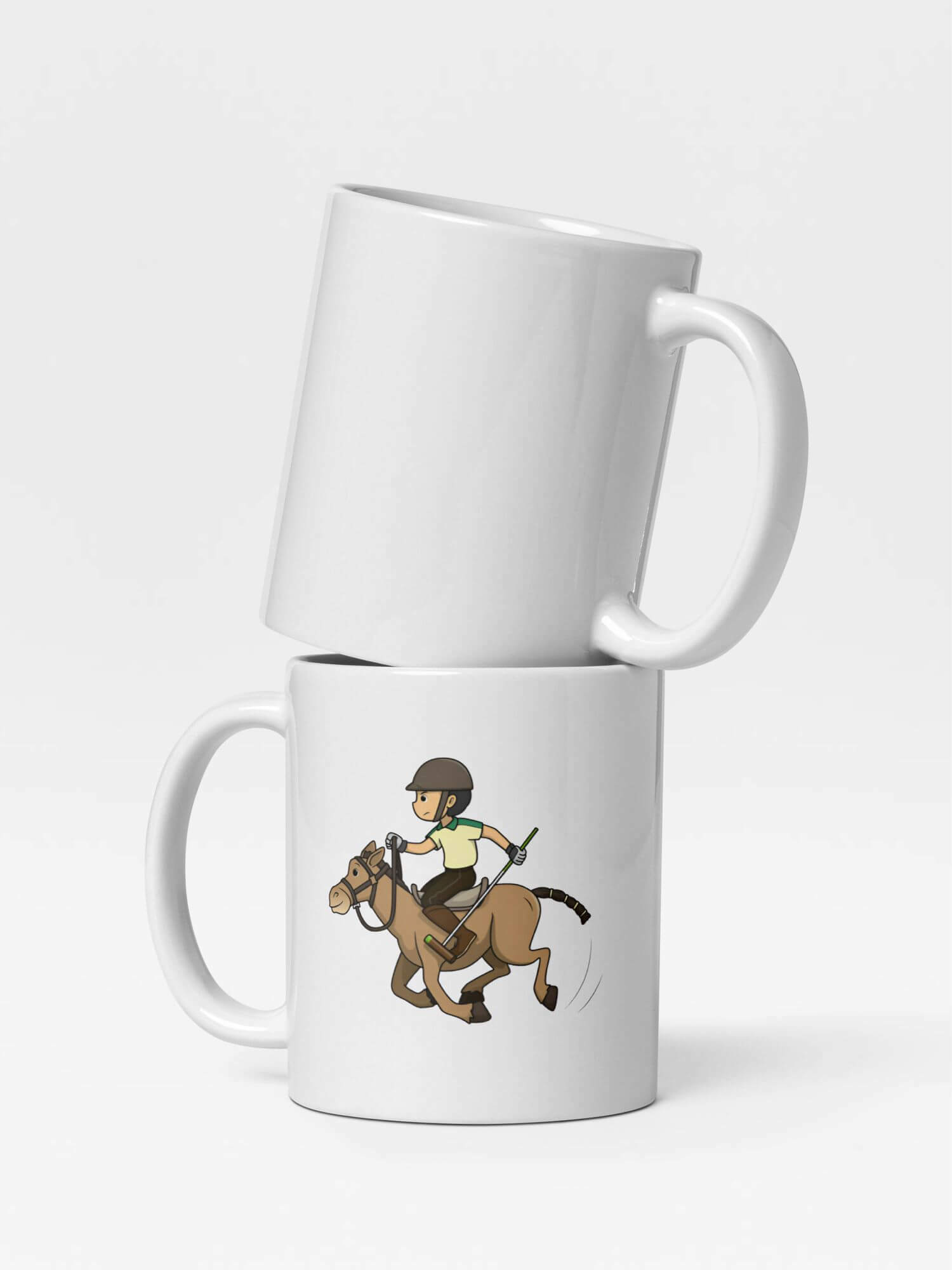 Glossy Polo Mug       Japan Cartoon sports character drinks cup coffee, tea, juice, milk drinking cups miteigi branded product item tumblers ceramics in white with brown multicolor pattern Ceramic Anime Gifts Horses sport matches Boys girls games American English British French Italian Japanese souvenirs mugs