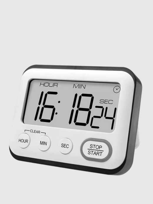 Kitchen Timer Alarm Clock  Multifunctional digital cooking clocks with large LCD Display big digits Countdown timers Easy To Use home accessory in white with black trim