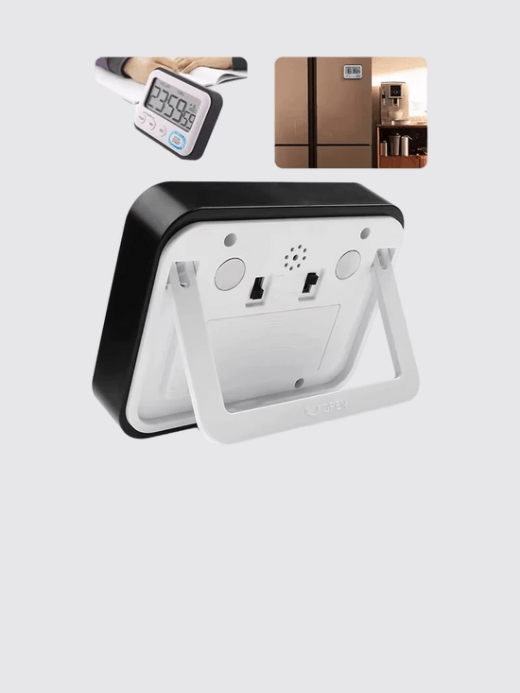 Kitchen Timer Alarm Clock  Multifunctional digital cooking clocks with large LCD Display big digits Countdown timers Easy To Use home accessory in white with black trim