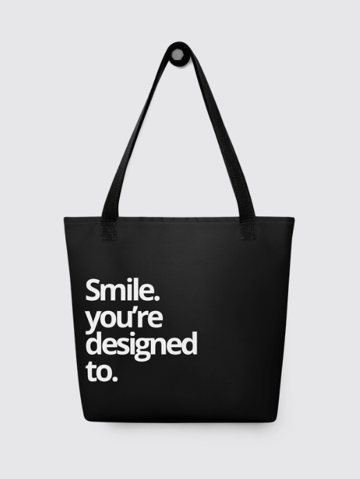 Smile Tote Bag Letter print branded product item products brand items luggage everyday use shopping beach bags White with black multicolor design baggage