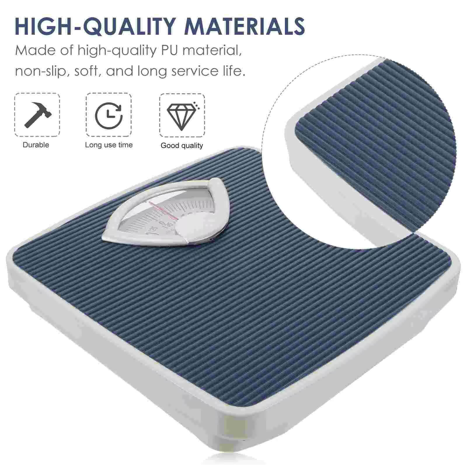 Portable Anti Slip Mat Body Weight For Fast Response Bathroom Mechanical Weighing Dial Scale Bath Home Scales in white with blue accent