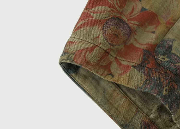Women’s woman Womens Luxury Loose Printed Linen Ladies Leisure Vintage Floral V-Neck large cargo patch pockets long sleeves Big one size Outerwear Jacket Fall Fashion Design outwear Jackets in autumn brown multi color