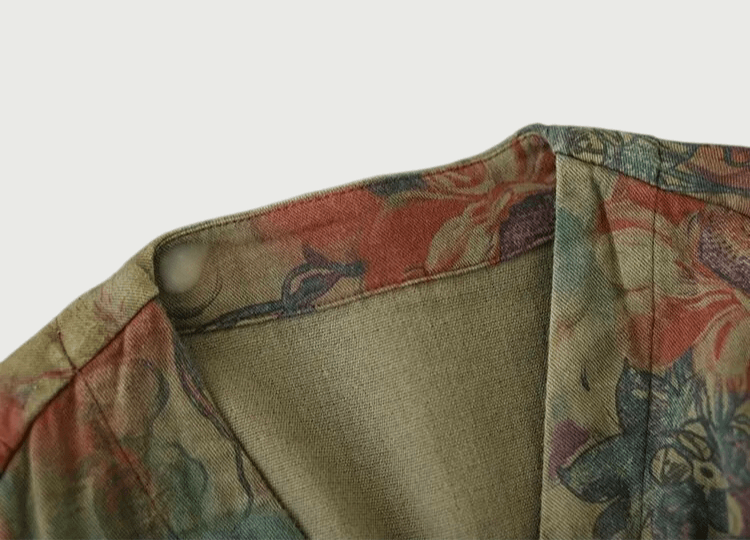 Women’s woman Womens Luxury Loose Printed Linen Ladies Leisure Vintage Floral V-Neck large cargo patch pockets long sleeves Big one size Outerwear Jacket Fall Fashion Design outwear Jackets in autumn brown multi color