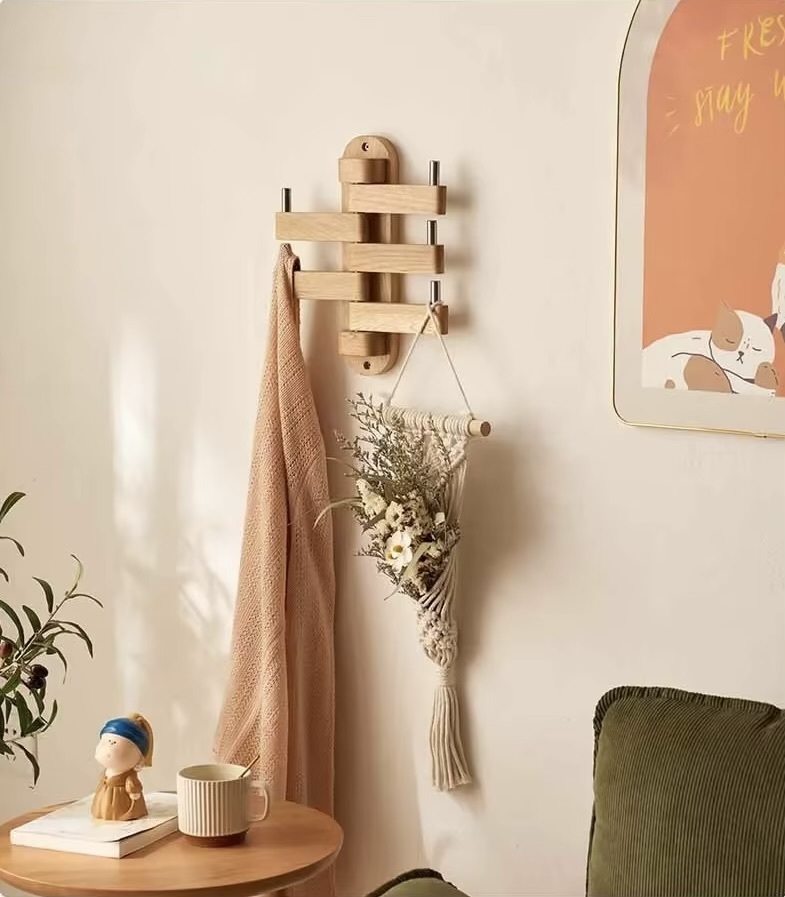 Room Coat Hanger     Solid Wooden Oak organizers for clothes Wall mounted hangers coat racks Entryway hallway bedroom dressing living rooms Gift in light wood