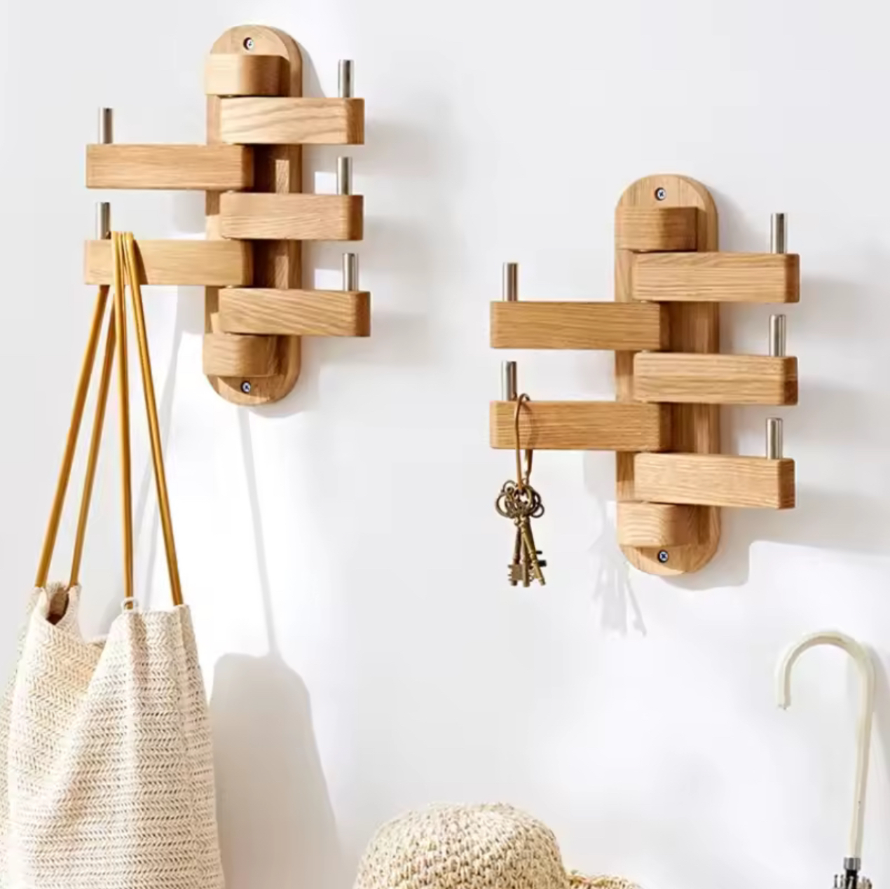 Room Coat Hanger     Solid Wooden Oak organizers for clothes Wall mounted hangers coat racks Entryway hallway bedroom dressing living rooms Gift in light wood