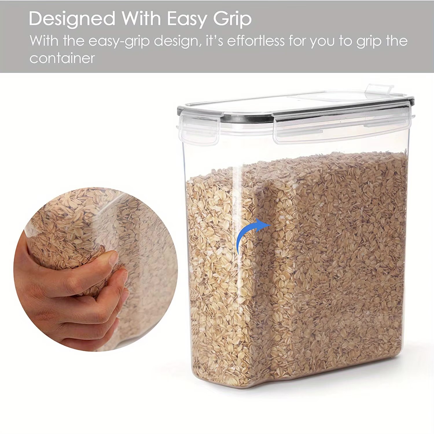 Food Storage Container 3-Piece   Airtight Cereal Set  BPA free, dishwasher safe, with pen and labeled, 2.5L/84.5 Floz capacity Kitchen pantry clear food storage containers sets