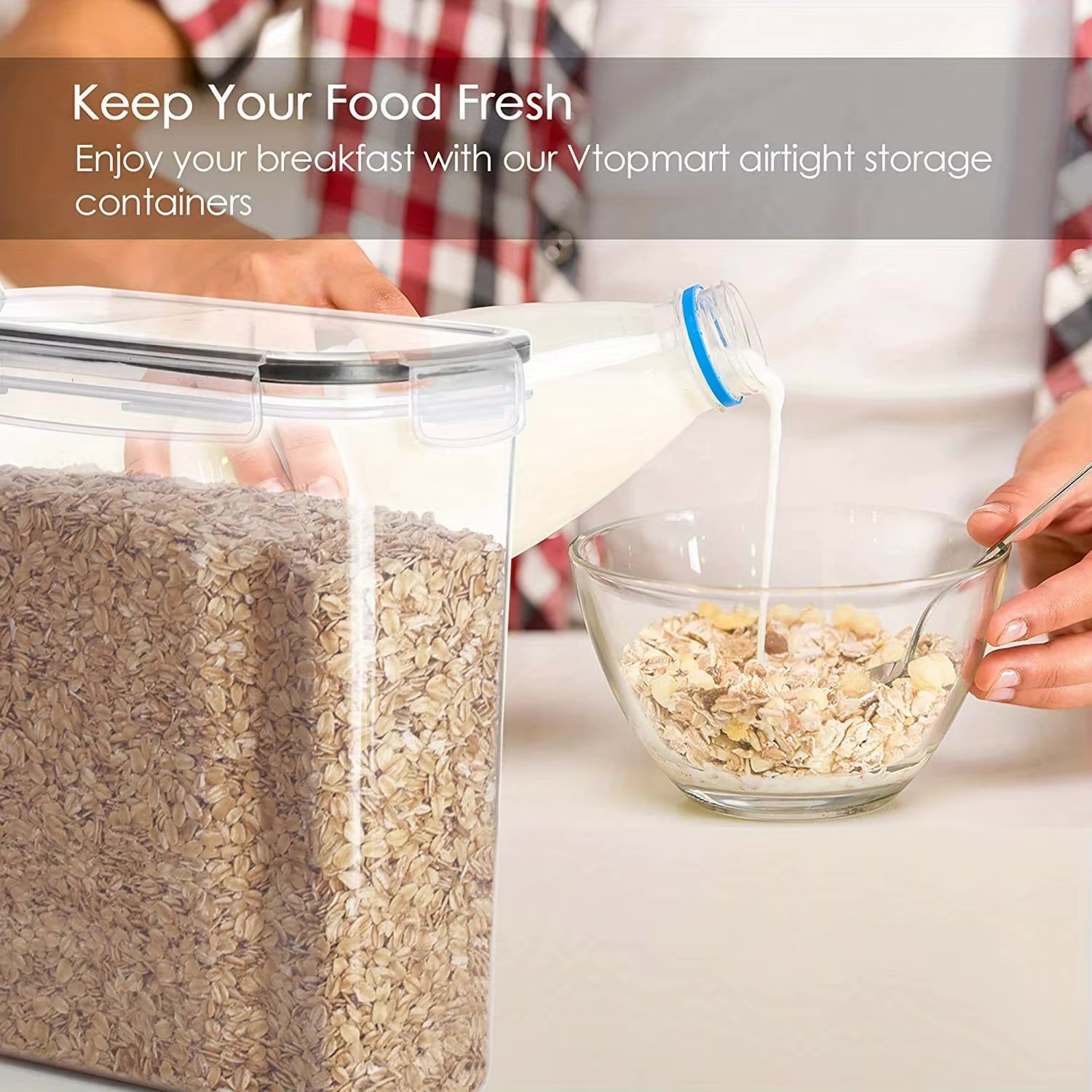 Food Storage Container 3-Piece   Airtight Cereal Set  BPA free, dishwasher safe, with pen and labeled, 2.5L/84.5 Floz capacity Kitchen pantry clear food storage containers sets