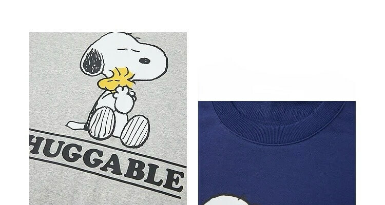 Graphic Crewneck Sweatshirt gray    Genderful Unisex anywear Men’s Women’s Spring Kawaii Pullover Crew neck Round 0-Neck banded Huggable Cartoon Snoopy Peanuts Printed Long Sleeves Loose Fitting Mens womens Tops Sweatshirts for petite-, tall-, plus- size man woman in greyblue