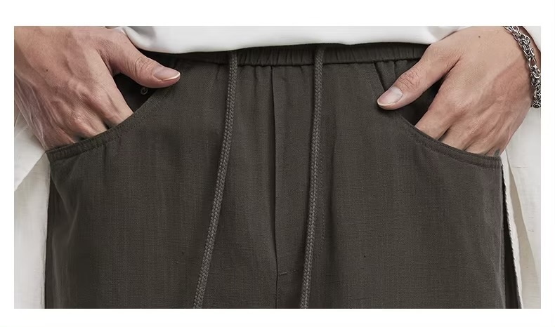 Men&rsquo;s man mens petite-, tall-, plus-, size Lyocell Casual Spring Summer Moisture-absorbent And Quick-drying Linen Thin Wide-leg Pants in brown
