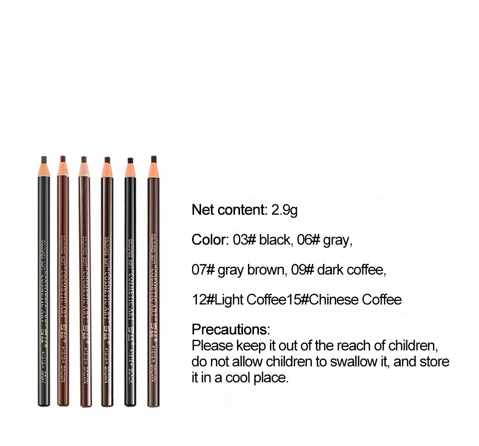Eyebrow Pencil   Waterproof and Non-smudge Genuine Wood Hard Core Pen Golden Wooden Eyebrows Pencils in light-, medium-, dark-, coffee, brown, black, Gray grey with pencil sharpener