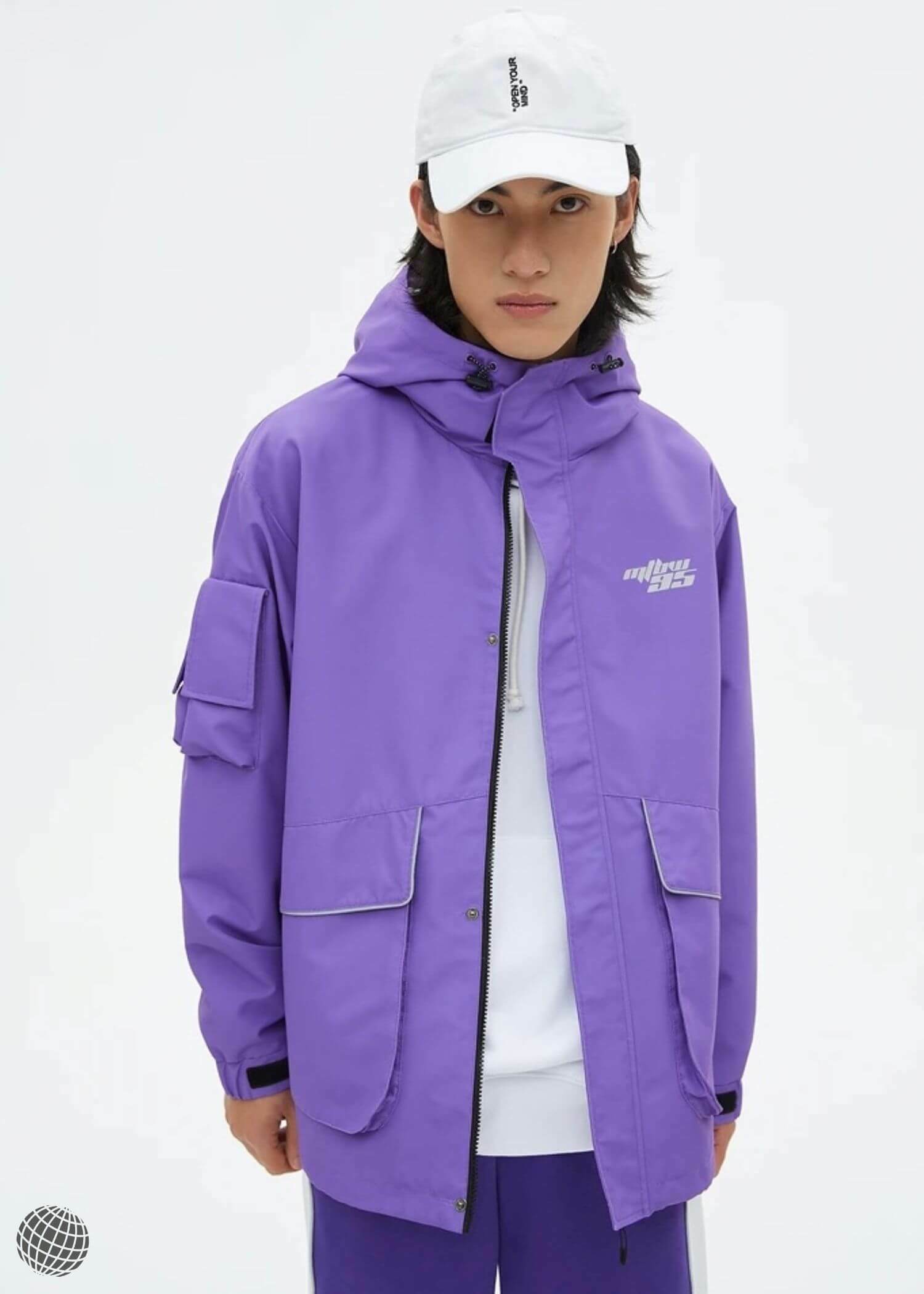 Hooded Utility Jacket purple    Men's Sports Coats Woven Casual Clothing Comfortable Parkas Jackets for man outerwear for tall-  plus-, size men Metersbonwe