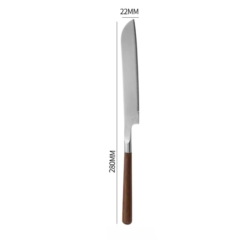 Serrated Bread Knife   304 stainless steel metal walnut handle Kitchen utensils cutting cake knives special household baking tools bakeware attachments