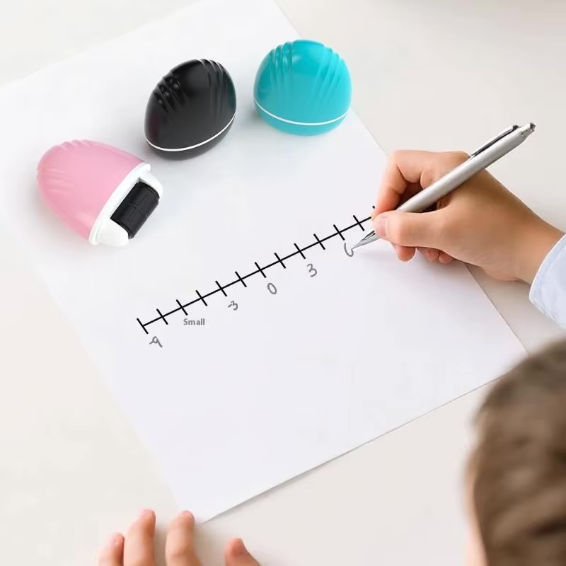Roller Stamp Teaching Math Assistant Correction Tool Convenient Teacher's Teaching For Mathematics And English Seal Double Line Grid Rollers Seals in pink Grid format