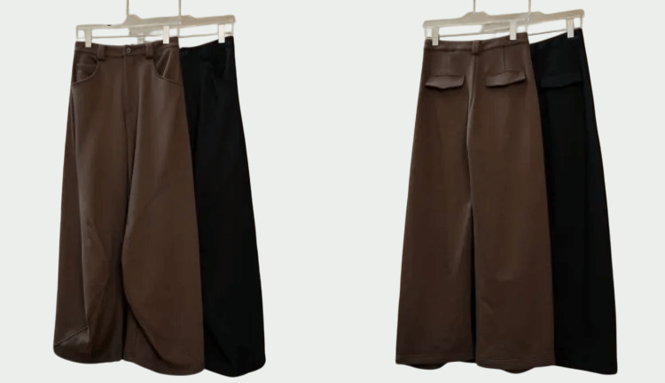 Women’s woman womens petite size High rise waist wide leg button Fly zipper up close pockets casual loose and thickened knitted three dimensional profile winter Pants in coffee brown, black