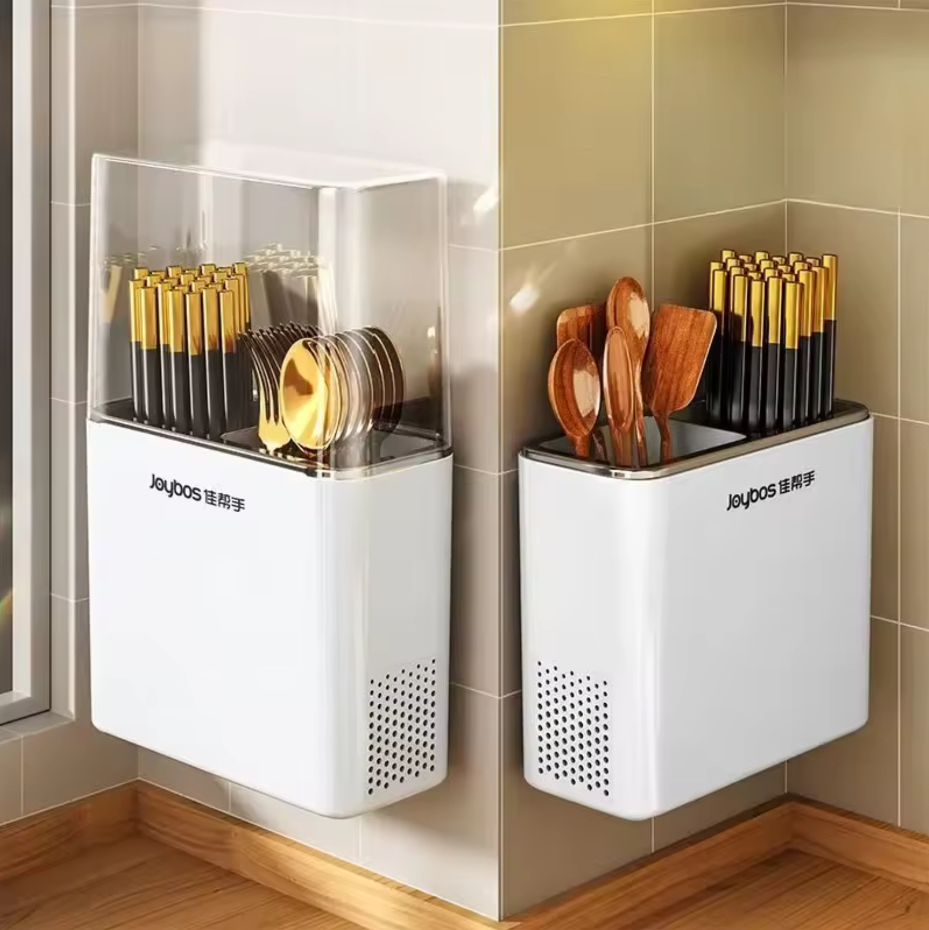 Quick Air Drying Flatware Holder   Multi-functional chopsticks Kitchen household wall hanging space saving cutlery basket knife utensils holders drain dryers in transparent white