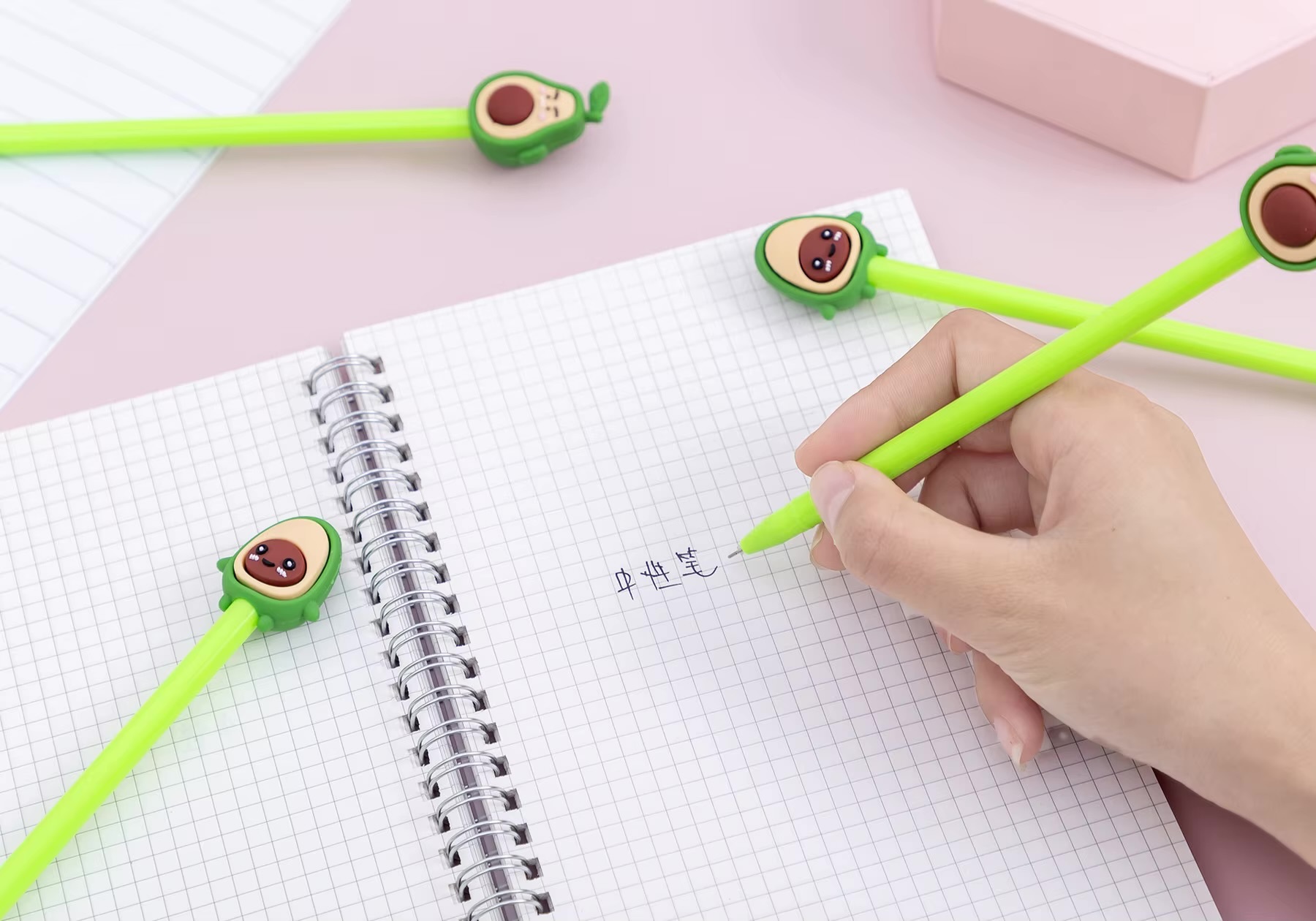 Office Home School Cute Kawaii Avocado Fruit Gel Pen Stationery Office School Supplies Kids Gifts Sweet Lovely Pretty Creative pens in green with brown