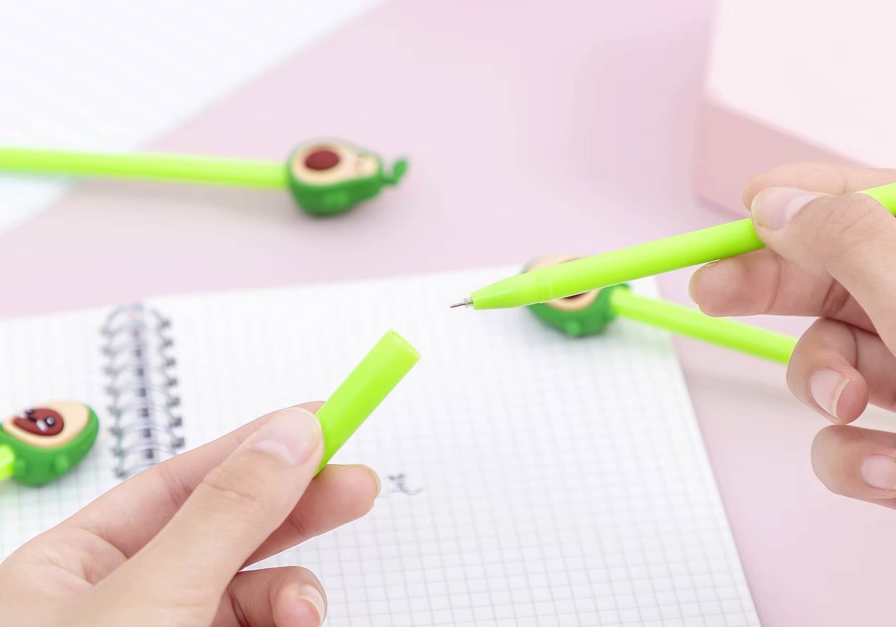 Office Home School Cute Kawaii Avocado Fruit Gel Pen Stationery Office School Supplies Kids Gifts Sweet Lovely Pretty Creative pens in green with brown