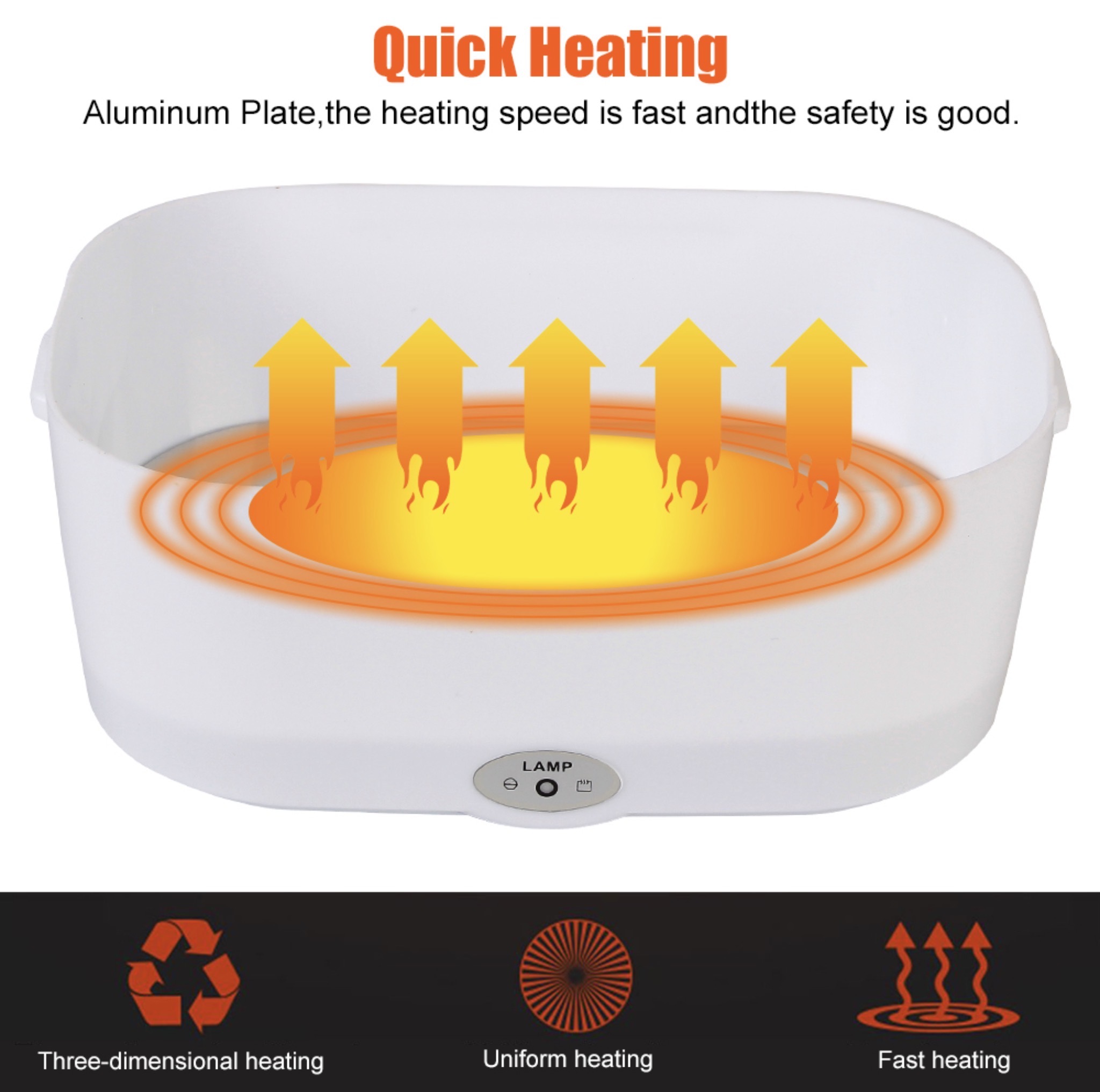 Electric Heated Lunch Box 12V 220V EU Plug Portable Dinnerware Fast Heating Food container Travel Car Work Heating Bento Boxes 1.05L in orange