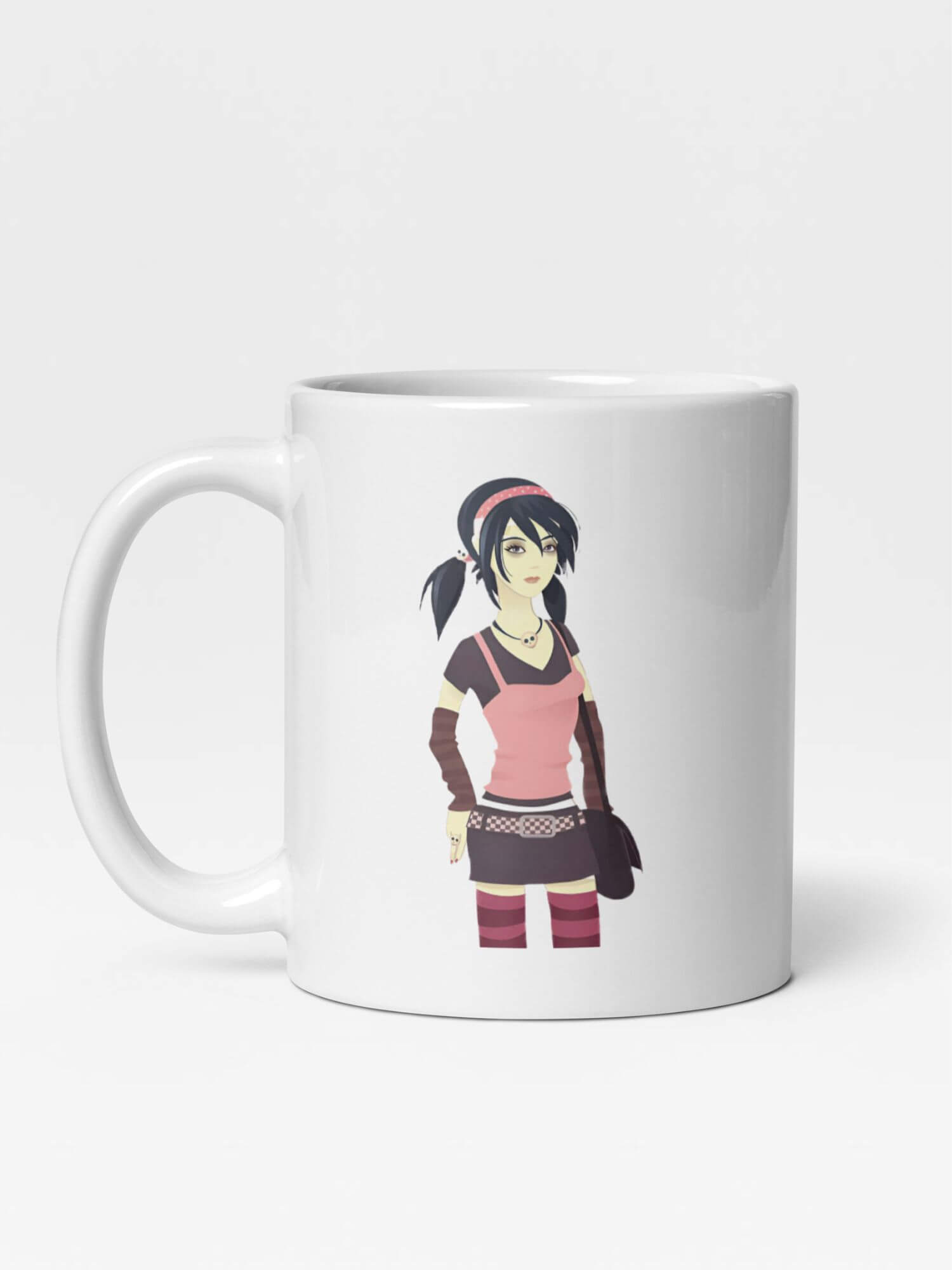 Glossy Emo Kids Mug    Japan Cartoon women’s  men’s childrens character drinks cup coffee, tea, juice, milk drinking cups miteigi branded product item tumblers ceramics in white with brown ink multicolor pattern Ceramic Anime Gifts womens mens girls boys gen z generation A woman man boy girl children’s Japanese manga souvenirs mugs