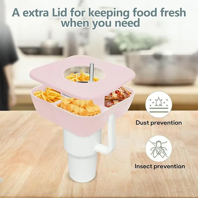 Snack Tray   1pc Cup platter snack bowl accessory with lid Reusable tailgate snacks trays Outdoor garden celebration birthday event party supplies appetizers accessories platters trays in cream-white, blue with lids covers 1-Piece tumblers mugs