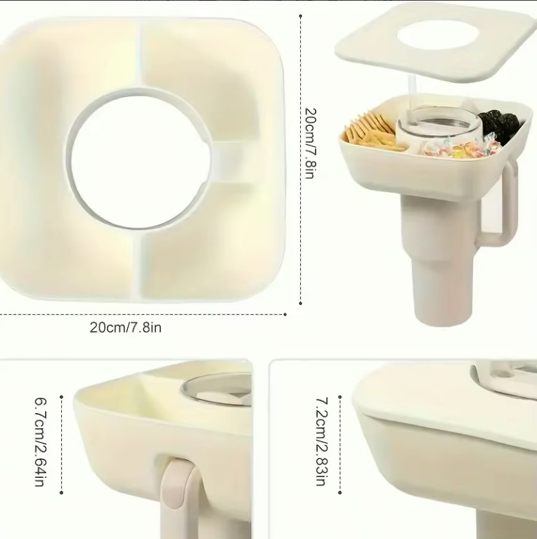 Snack Tray   1pc Cup platter snack bowl accessory with lid Reusable tailgate snacks trays Outdoor garden celebration birthday event party supplies appetizers accessories platters trays in cream-white, blue with lids covers 1-Piece tumblers mugs
