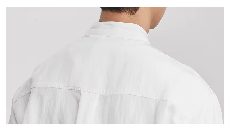 Men&rsquo;s man mens petite-, tall-, plus-, size Linen Chinese Style Stand Collar Casual Shirt Spring Summer Slightly Loose Solid Color Minimalist All-match Long Sleeves Shirt Top Shirts in white