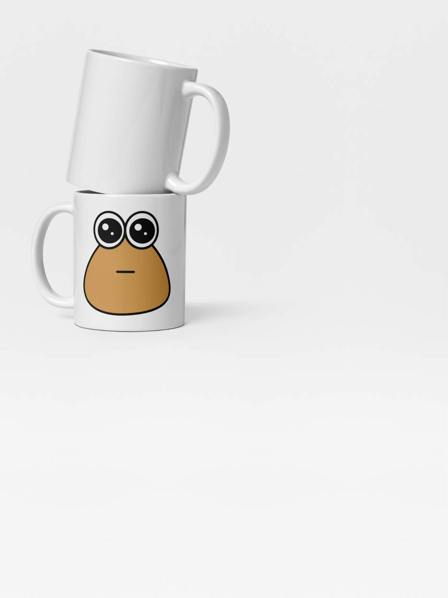 Glossy Pou Cute Mug    Japan cartoon Roblox character drinks cup coffee, tea, juice, milk drinking cups miteigi branded product item tumblers ceramics in white with brown ink multicolor pattern Ceramic Anime Gifts girls boys gen z generation A Japanese manga characters souvenirs mugs