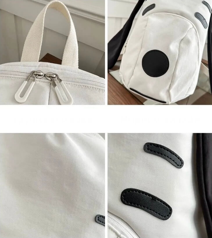Cute Little Snoopy Dog Canvas Bapa Portable Travel Bag Korean Sle Student Bookbag Versatile Travel Bags backpacks in white with black accent
