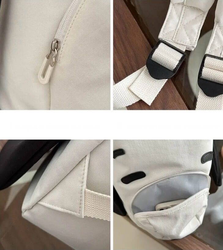 Cute Little Snoopy Dog Canvas Bapa Portable Travel Bag Korean Sle Student Bookbag Versatile Travel Bags backpacks in white with black accent